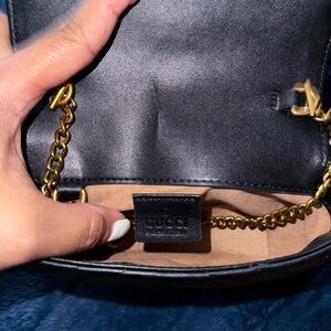 Gucci Black Leather Crossbody Bag with Gold Chain